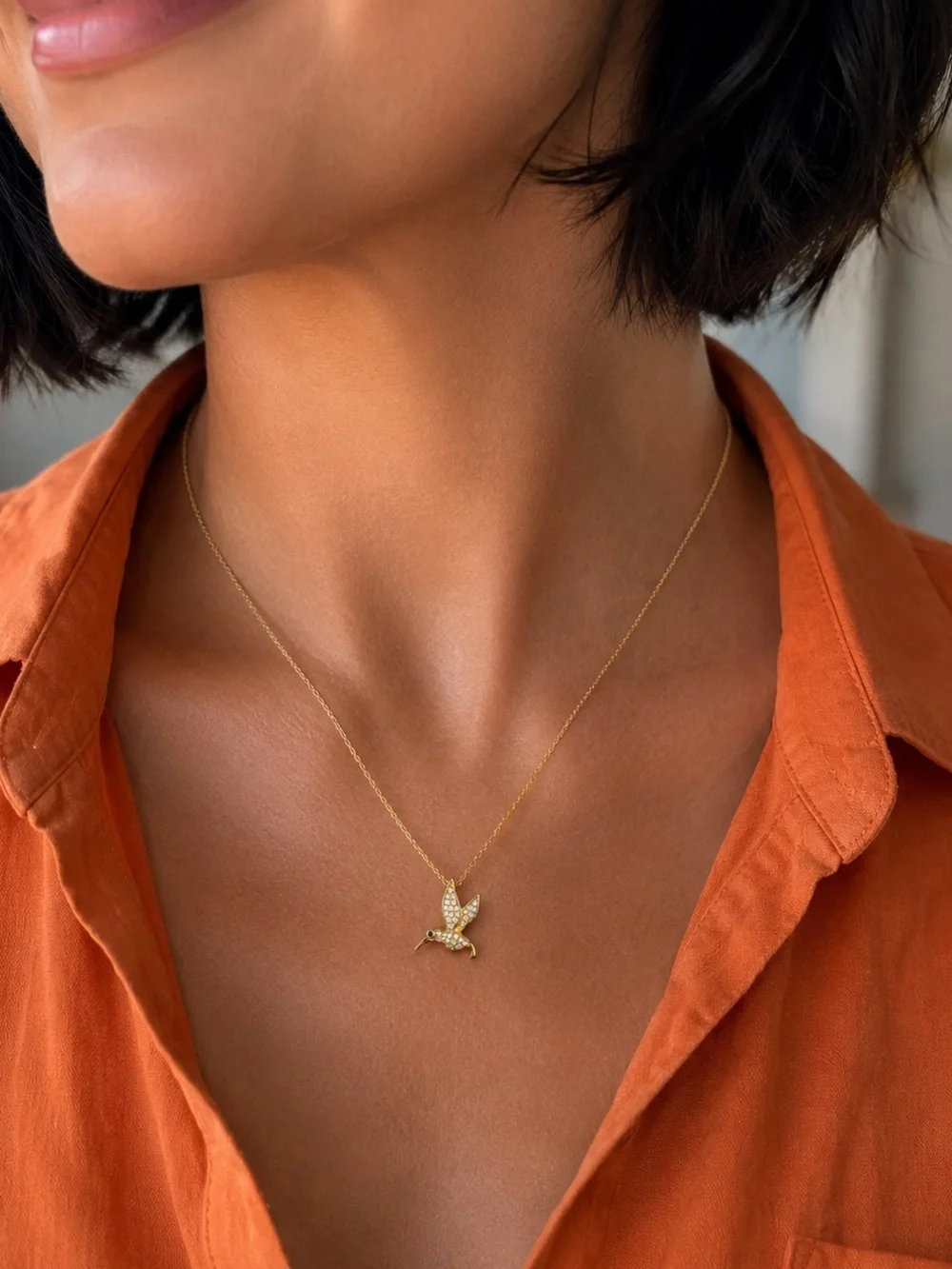 14k Hummingbird Pendant - Picture 6 of 9